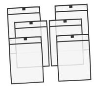 CAXUSD 6pcs Black PVC Dry Erase Pockets Reusable Sleeves and Markers for School Office Organization Teaching Supplies