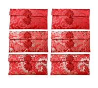 CAXUSD 6pcs Chinese Knot Silk Brocade Red Envelope Decorations for Chinese Year Money Envelopes Style Packet