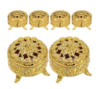 CAXUSD 6pcs round Wedding Candy Boxes with Lid for Parties and Celebrations, Elegant Vintage Style, Sturdy Pp Material Small Favor Boxes for Candy and Tiny Trinkets Storage