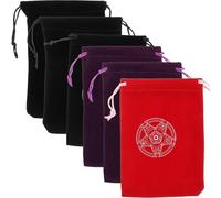 CAXUSD 6pcs Tarot Card Drawstring Bags Lightweight Lint Fabric Pouches with Drawstring Design for Jewellery and Small Items Storage, Portable Tarot Storage Bag for Travel and Everyday Use