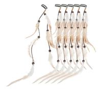CAXUSD 6pcs Vintage Plume Hair Clips Ethnic Boho Hair Accessories for Women, Tribal Style Braid Extensions Clip-in Set for Festival and Rave Hairstyles