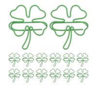 CAXUSD 80pcs Shamrock Paper Clips Four-Leaf Clover Metal Wire Clips Decorative Book Mark Paperclips for Organizing Documents Crafts St Patrick’s Day Party Supplies