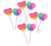 CAXUSD 8pcs Colorful Fuzzy Heart-Shaped Pom Pom Ballpoint Pens for Kids - Fluffy Kawaii Stationery Set, Comfortable Writing Tools for School, Valentine’s Day Party Favors and