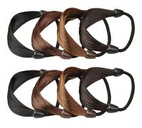CAXUSD 8pcs Elastic Wig Hair Ties for Women High Stretch Ponytail Holders with Synthetic Hair Rope Assorted Black and Brown Colors and Daily Use