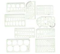 CAXUSD 9pcs Geometric Stencil Set for Drawing Circle and Oval Templates Plastic Measuring Tools for Crafts Quilting and Kids Art Projects