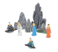 CAXUSD 9Pcs Miniature Resin Chinese Elder Piano Player Figurines for Bonsai Ornaments Micro Landscape Decoration Realistic Ancient Poet Statues for Zen Garden Fish Tank Flower Pot
