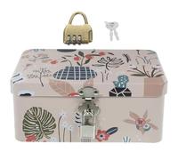 CAXUSD Adorable Cartoon Tinplate Box Small Desk Storage Metal Case Compact Lockable Retro Keepsake Jewelry Organizer with Sturdy Wear-resistant Material for Home Office