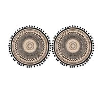 CAXUSD Bohemian Style Braided Placemats 2pcs Set Heat Resistant Cup Mats Drink Coasters Home Table Decor Vintage Insulation Pads