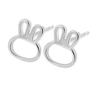 CAXUSD Bunny Earrings Silver Studs Cute Minimalist Ear Jewelry for Women and Girls Daily Wear Decorative Hollow Rabbit Design