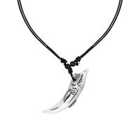 CAXUSD Creative Men's Pendant Necklace Modeled after Shark Tooth with Outstanding Workmanship, Tribal Style Resin Wood Bead Neck Decor, for Graduation W nd Mother's Day