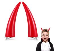 CAXUSD Demon Horns Hair Accessories Hair Clips Plastic Lightweight 2 Pcs Red Horn-shaped Alligator Barrettes Not Easily Break Halloween for Stage Performances and Party