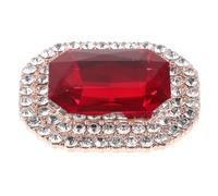 CAXUSD Detachable Gold and Red Rhinestone Shoe Buckle Charm for Women Wedding Pumps, Crystal Rectangular Shoe Clips Decoration for Bridal High Heels,