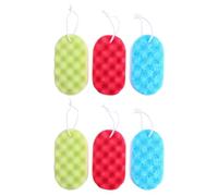 CAXUSD Double-Sided Exfoliating Bath Sponge Large Coverage 6pcs with Seaweed and Filter Net Sponge Material Random Color for Adult Body Cleaning for Daily Body Rubbing and Traveling Use