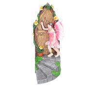 CAXUSD Elf House Decorations Fairy Statue Knocking Door for Unique Outdoor Garden Decor