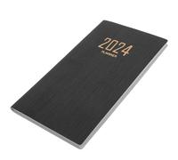 CAXUSD English Planner Academic Planner A6 Black Artificial Leather Paper Agenda for Recording Plans and Skills for Students and Office Workers