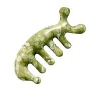 CAXUSD Ergonomic Jade Massager Comb for Scalp and Hair with Comfortable Grip, Green Jade Craft Tool for Relaxation and Stress Relief, Easy to Hold Fish-Shaped Design for Wellness