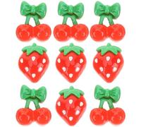 CAXUSD Fruit Shapes Resin Nail Red 60pcs Charms and with Strawberry Cherry Eye-catching Decorative Effect Nail Accessory for Craft Projects