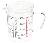 CAXUSD Glass Measuring Cup 400Ml with Lid, Clear Scale, Easy to Clean, Dust Prevention for Making Coffee at Home