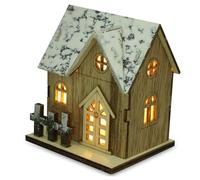 CAXUSD Glow Cabin Snow Village Christmas Decorative Farmhouse Christmas Tree Fairy Light Gnomes Tiny House Xmas Party Supplies Christmas Hanging House Gingerbread Houses Garden Red Wooden