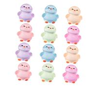 CAXUSD Glow in The Dark Mini Penguin Figurines Resin Animal Statues for Micro Landscape Garden Decorations Outdoor Fairy Garden Set of 12 with 6 Colors