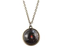 CAXUSD Glow-in-the-dark Moon Pendant Necklace with Double-sided Glass Globe for Couples, Featuring Cosmic Starry Design and Adjustable Length, for Romantic