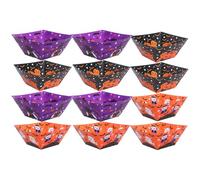 CAXUSD Halloween Snack Boxes 12-Pack Pumpkin Spider Party Treat Containers for Popcorn Biscuits Chocolate Festive Dessert Packaging 7.3 Inch Cube