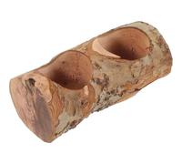 CAXUSD Hamster Feeding Dish Wood Hamster Wood Bowl Double Slot Brown for Hedgehog Guinea Pig Safe to Use Washed Small Pet Food Dish