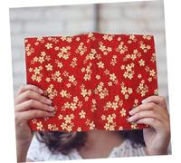 CAXUSD Hand-Made Cloth Book Sleeve Protective Cover with Adjustable Fit Stylish Red Cherry Blossom Pattern for Students School Reading Books