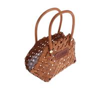 CAXUSD Handwoven Wooden Flower Girl Basket with Transparent Liner Ergonomic Handle Picnic Fruit and Bread Organizer Multipurpose Handmade Storage Basket for Floral Arrangements Egg