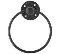 CAXUSD Industrial Towel Ring Wall Mounted Holder Matte Black Towel Rack Vintage Bathroom Accessory for Kitchen and Home