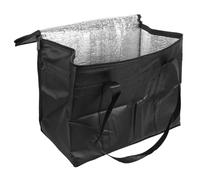 CAXUSD Insulated Picnic Lunch Bag with Zipper, Reusable Black Non-Woven Fabric Cooler Bag with Aluminum Lining, Large Capacity Grocery and Bento Fresh-Keeping Tote for Travel and Outdoor