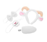 CAXUSD Lamb Ears Headband and Tail Set for Women and Adults, White Plastic Plush with Cotton Material, Vivid Animal Design for Instant Role Play at Holiday Celebrations and Dress
