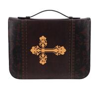 CAXUSD Large Capacity Back to School Bible Bag Case with Cross Motif, Multiple Compartments and Internal Pockets, Elegant Chinese Style Pouch for Books and Scripture Organizers, Protects
