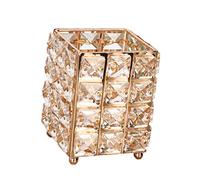 CAXUSD Makeup Brush Storage Tube Crystal Pen Holder Comb Makeup Brush Pot Pencil Storage Container Desktop Square Organizer Ornaments for Desk