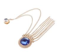 CAXUSD Men’s Decorative Brooch Pin with Hanging Chain, Vintage Lapel Badge Pin for Suit Jacket, Gold Blue Sapphire Accent, Formal Wear Accessory for Business and Events