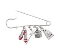 CAXUSD Metal Wizard Wand Castle Ballet Shoe Lapel Pin Stylish Women Brooch for Party Outfits and Celebrations Metal Clothes Accessory with Chinese Style National Charm