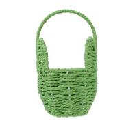 CAXUSD Mini Bunny Ears Paper Rope Basket with Handle, Small Woven Easter Egg Storage Organizer for Desktop Decoration and Snack Holder, Green