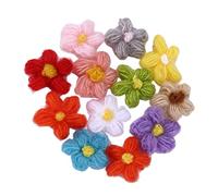 CAXUSD Mini Flower Diy Decorations 4cm Handmade Crochet Wooden Flower Ornaments for Kids Girls Craft Jewelry Supplies 20pcs Mixed Color Set for Crafting and Party Decor