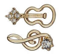 CAXUSD Minimalism Golden Alloy Tiny Earrings for Women Music Note and Violin Design Lightweight Non Pierced Earrings for Formal Occasion and Holiday