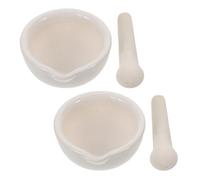 CAXUSD Mortar and Pestle Set Manual Spice Grinder Ceramic with Spout White 2pcs Easy to Clean and Preserving Natural Flavors, Small Grinding Bowl for Kitchen Use for Spices
