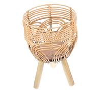 CAXUSD Natural Bamboo Flower Pot Storage Basket Minimalist Design High Foot Stand for Indoor Balcony Patio Plant Display