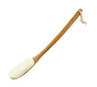 CAXUSD Natural Bamboo Long Handle Oval Loofah Bath Brush for Exfoliating Body Massage, Hanging Shower Brush for Adults, Sturdy Bathing Tool for Wet and Dry Use Random Color