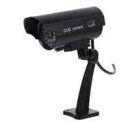 CAXUSD Outdoor Fake Security Camera Realistic CCTV Imitation Flashing LED Light Solar Panel Adjustable Bracket Battery Not Included Waterproof Black