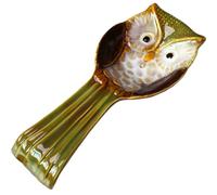 CAXUSD Owl Spoon Rest Ceramic Kitchen Utensil Holder Smooth Surface and Easy to Carry Design, Creative Green Owl Shape Spoon and Chopstick Rest for Dining Table or Table Decor