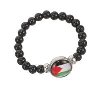 CAXUSD Palestine Flag Themed Bracelet for Women Elastic Beaded Wristlet Accessory Decorative Palestine Bracelet with Comfortable Fit for National Celebrations