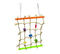 CAXUSD Parrot Climbing Net Sturdy Rope Net Design with Colorful Wood Blocks and Linen Rope, Promotes Exercise and Adventuring for Parakeets and Parrots for Bird Playing