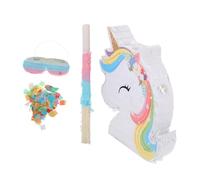 CAXUSD Pinata Rainbow Theme with Blindfold and Bat for Birthday Party Game Decorations and Fun Candy Smash Activity