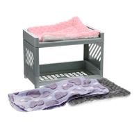 CAXUSD Plastic and Plush Small Pet Bed with Blanket and Cushion Cozy Sleeping Bed for Hamsters Guinea Pigs and Bunnies Practical Hamster Cage Hideout Accessory Random Color