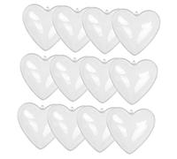 CAXUSD Plastic Fillable Balls Heart Shaped Ornaments 12 Pack for Parties and Decorations Colorful inside Display