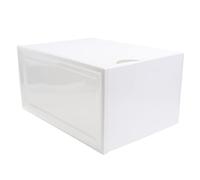 CAXUSD Plastic Shoe Box Stackable Storage Drawer for Closet Organiser Reinforced Cabinet Design White Clamshell Case